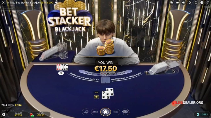 Bet Stacker Blackjack win