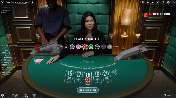 Easy Blackjack place bets