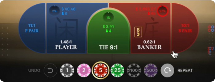 Always 8 Baccarat payouts