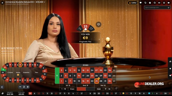 Immersive Roulette Deluxe win