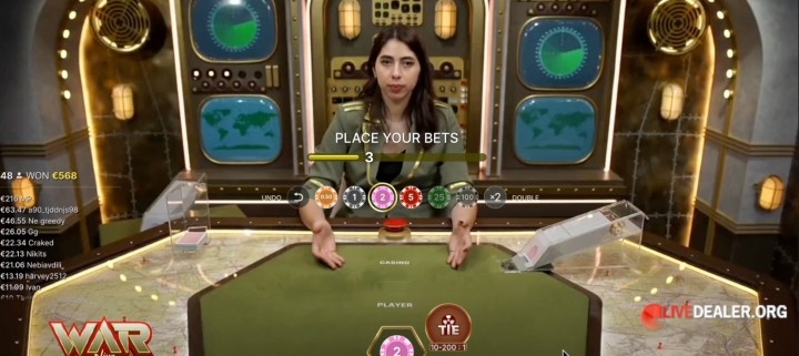 Casino War place bets
