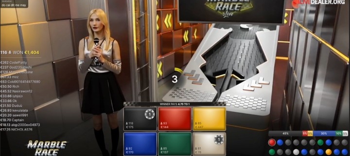 Marble Race place bets