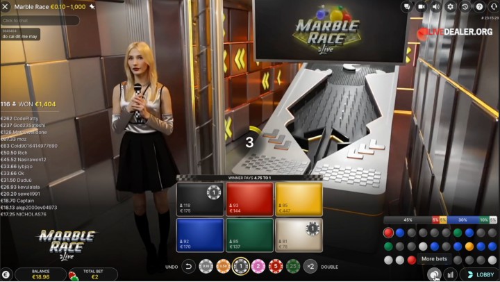 Marble Race place bets