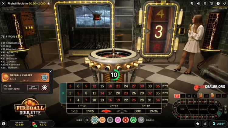 Fireball Roulette fireball chaser bet