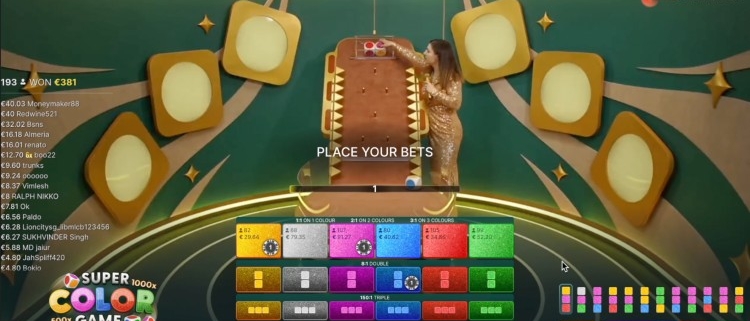 Super Color Game place bets