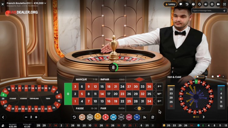 Pragmatic French Roulette place bets