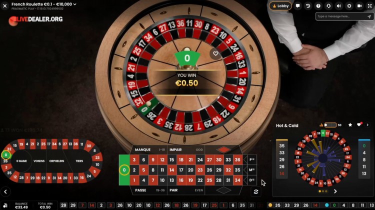 Pragmatic French Roulette zero result