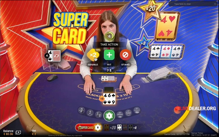 Super Card Blackjack main game
