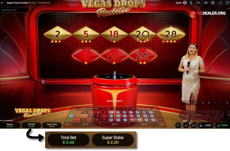 Vegas Drops Roulette red gold numbers