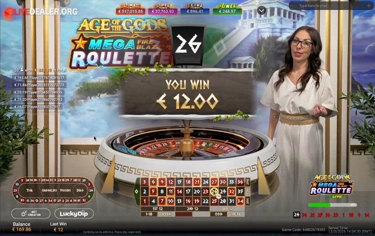 Age of Gods Mega Fire Blaze Roulette win