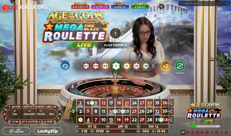 play at bet365 Age of Gods Mega Fire Blaze Roulette