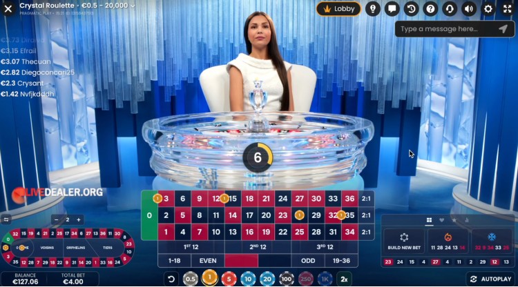 Crystal Roulette place bets