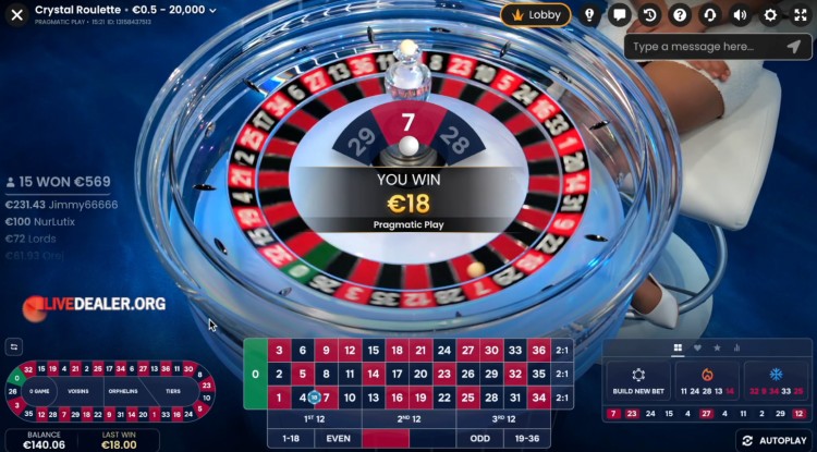 Crystal Roulette win