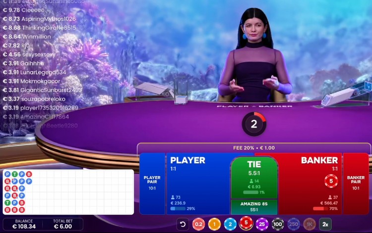 Amazing Baccarat place bets