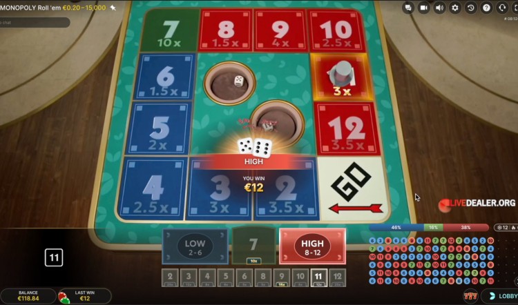 MONOPOLY Roll'em result