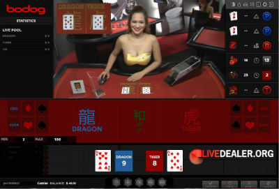 Bodog88 live dealer dragon tiger